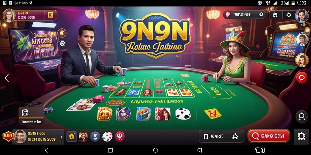 Screenshot permainan Live Casino 9N9N menampilkan dealer profesional dan interaksi langsung.