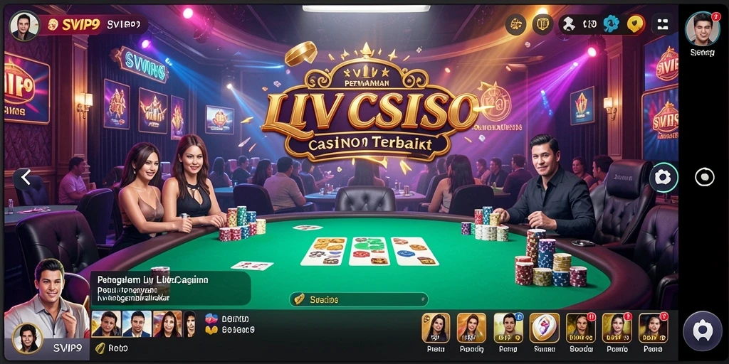 Screenshot gameplay Live Casino SVIP9 yang menampilkan dealer langsung.