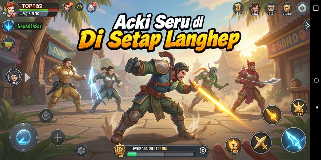 Tangkapan layar gameplay penuh aksi dari TOPI189.