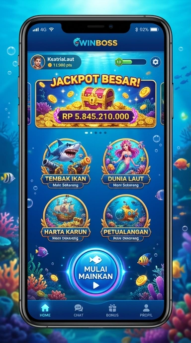 Layar unduh aplikasi pada winboss yang menunjukkan kemajuan pengunduhan.